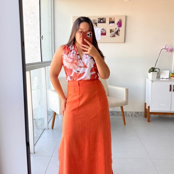 Body Ana Floral Laranja - Imagem 4