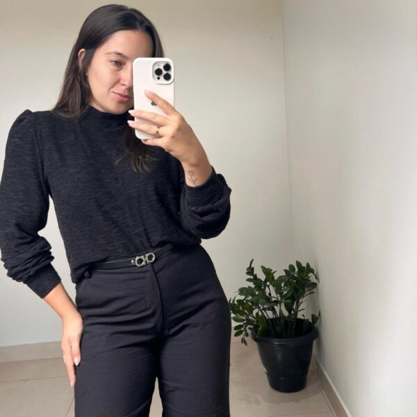 Blusa Cecília Preta manga longa - Imagem 5